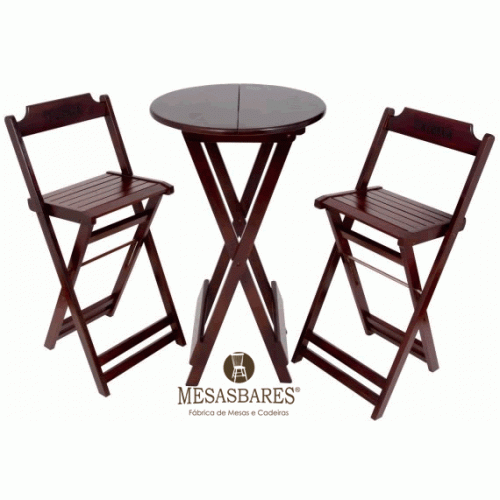 Conjunto Bistrô Dobrável 60 cm e 2 Banquetas Iron - Cod: 961